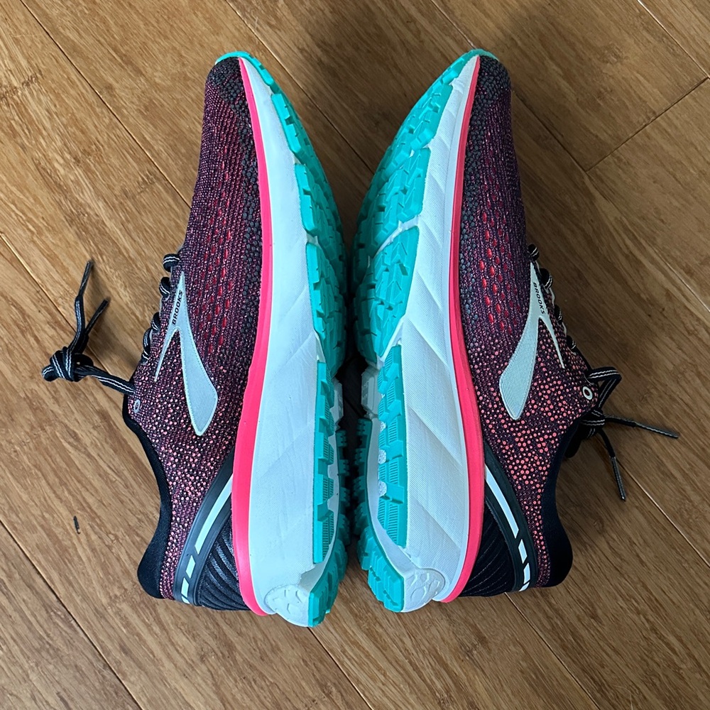 Brooks Women's Running Sneakers — Pink and Black with Teal Accents - Picture 2 of 4